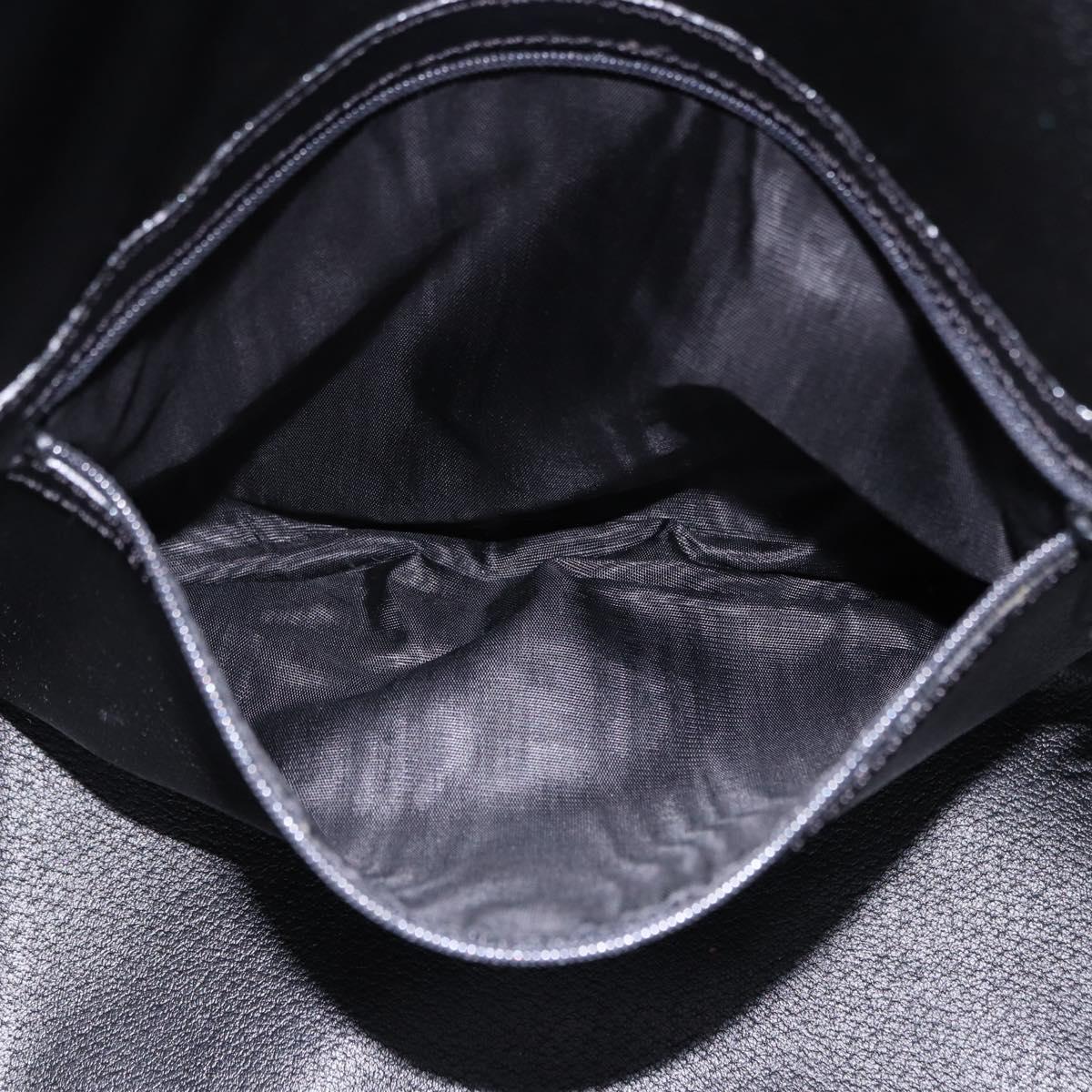 CELINE Macadam Canvas Shoulder Bag PVC Black Gold Auth 181639V