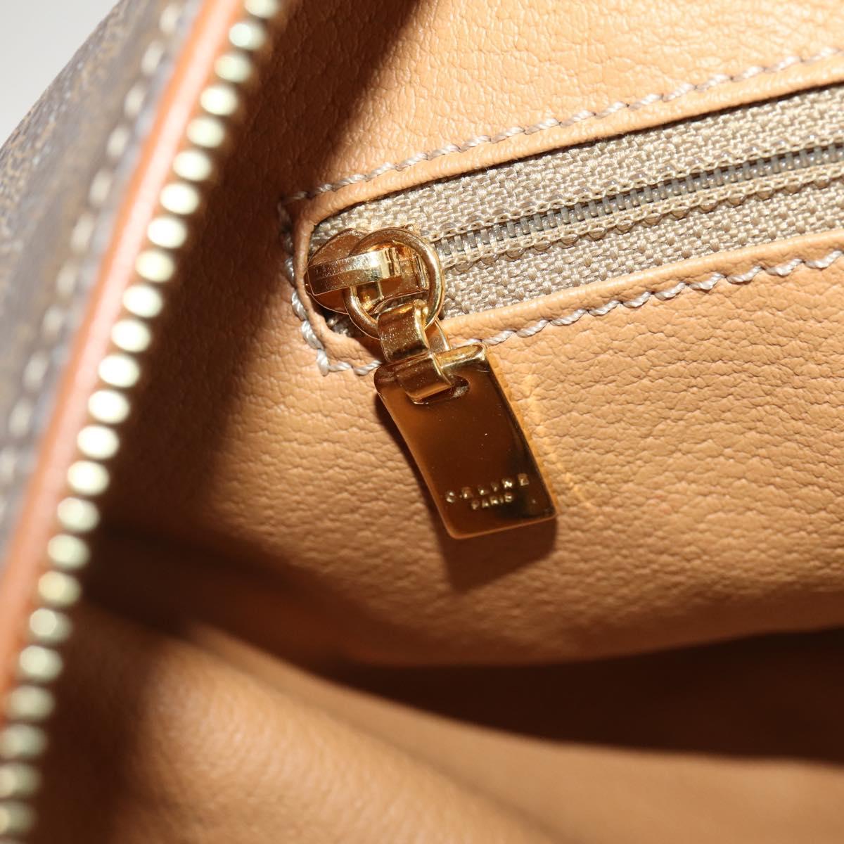 CELINE Macadam Canvas Boston Bag PVC Leather Brown Gold Auth 181642A