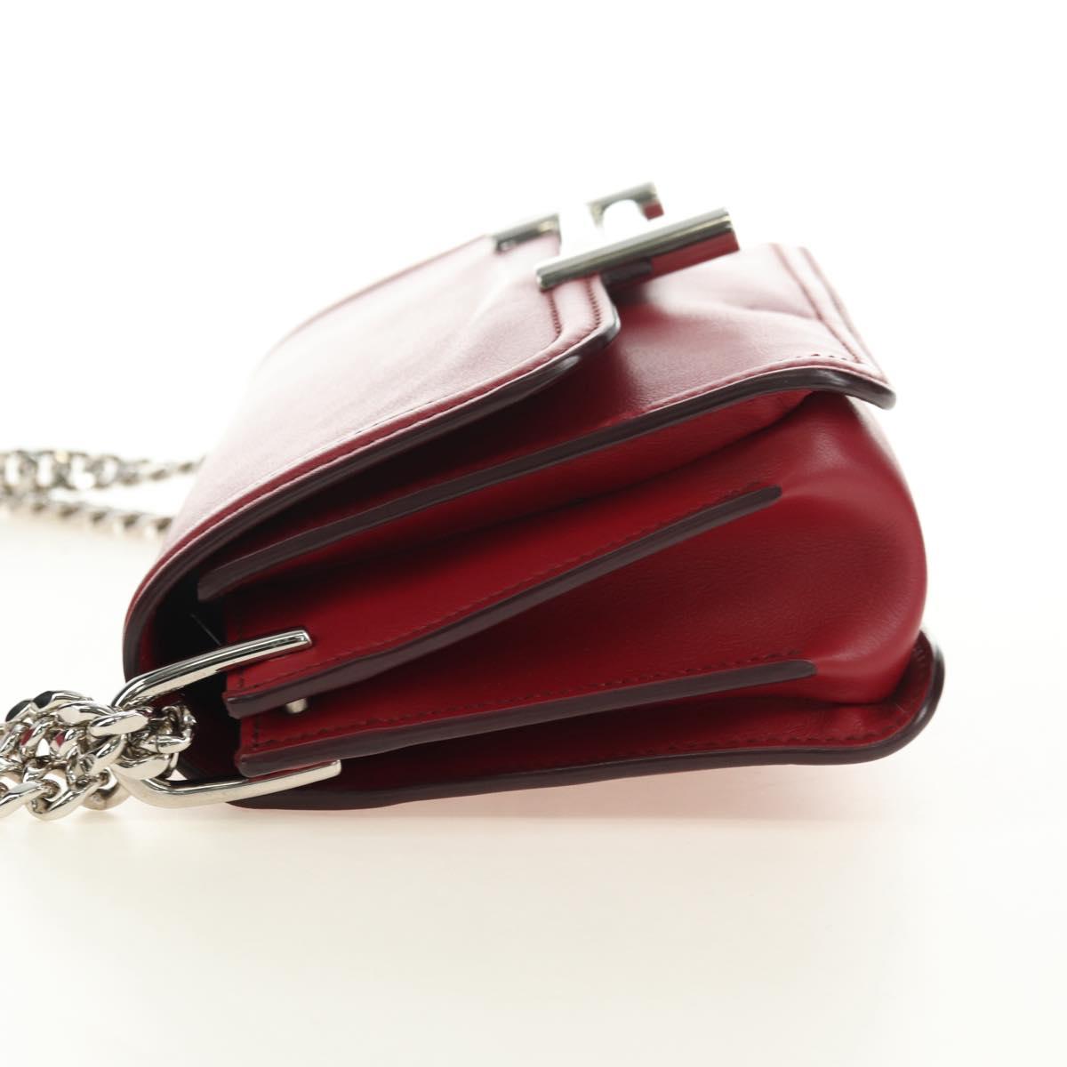 TOD’S Shoulder Bag Leather Red Silver Auth 181649V