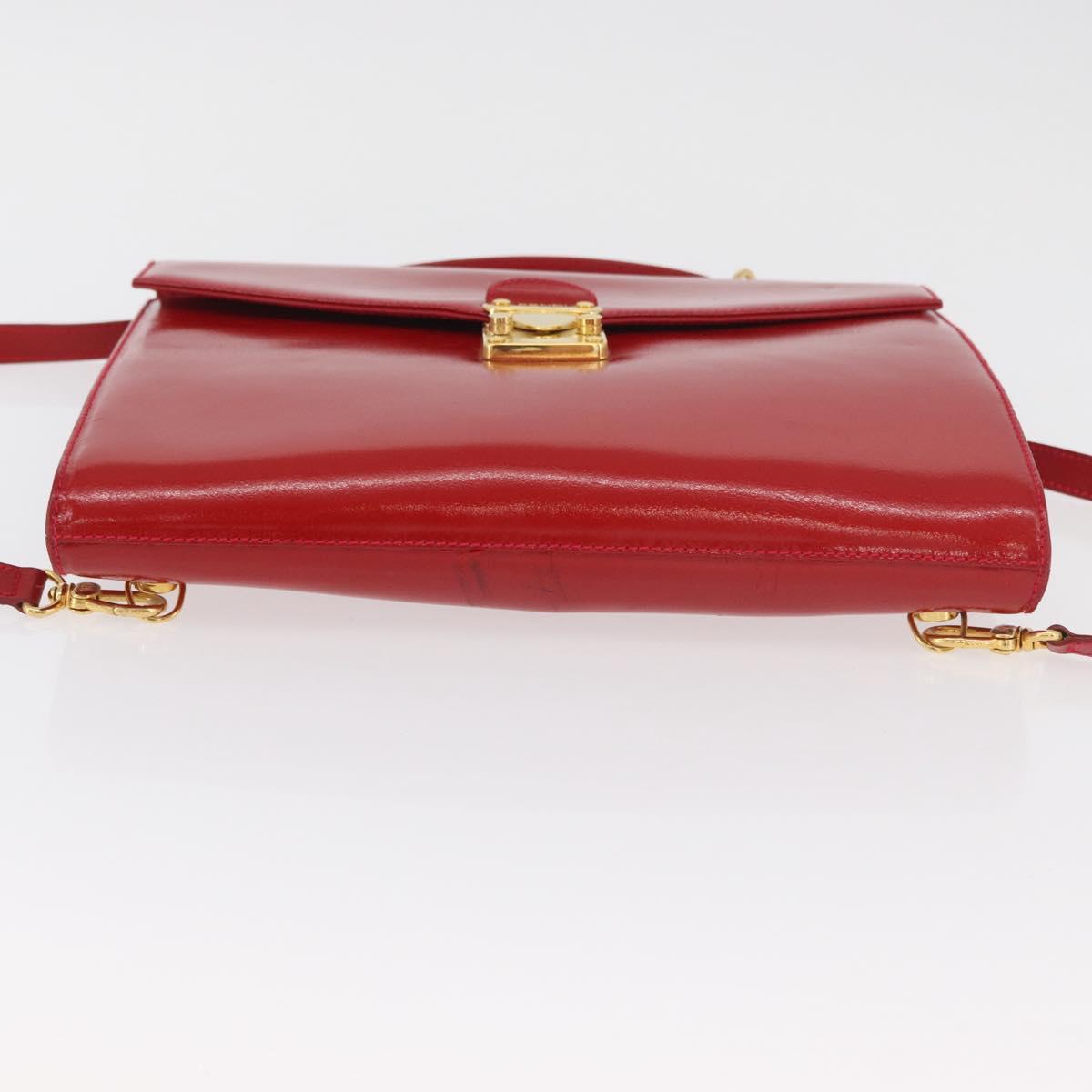FENDI Backpack Leather 2way Red Gold Auth 181655A