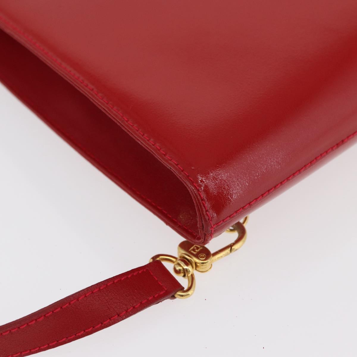 FENDI Backpack Leather 2way Red Gold Auth 181655A