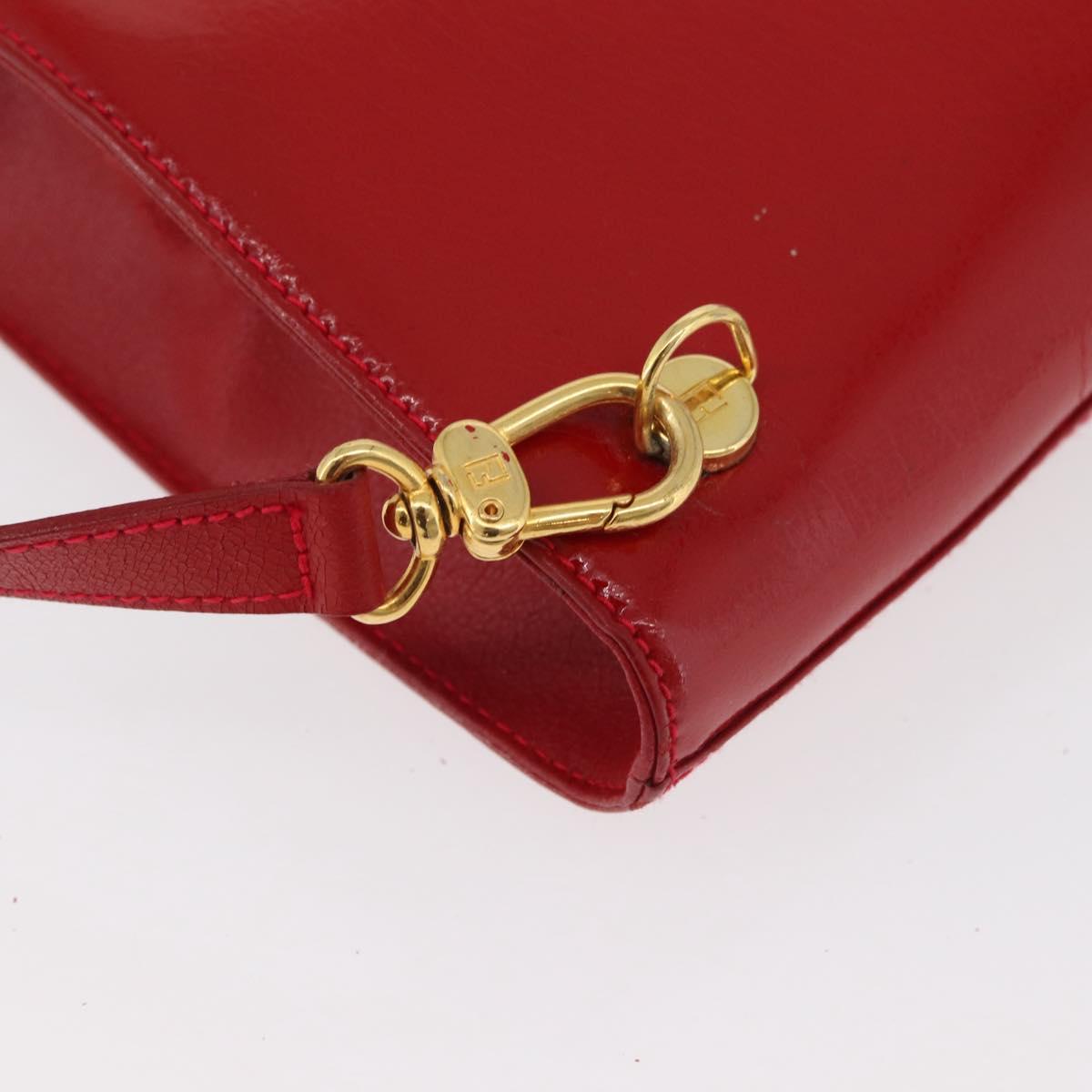FENDI Backpack Leather 2way Red Gold Auth 181655A