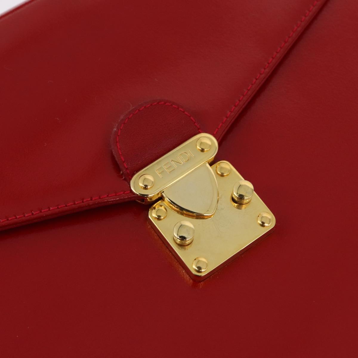 FENDI Backpack Leather 2way Red Gold Auth 181655A
