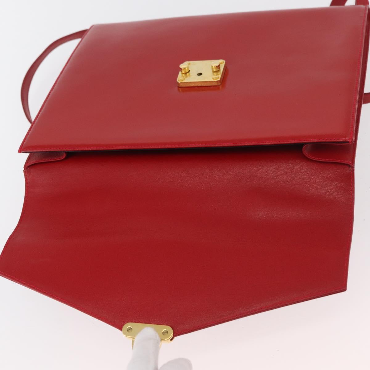 FENDI Backpack Leather 2way Red Gold Auth 181655A