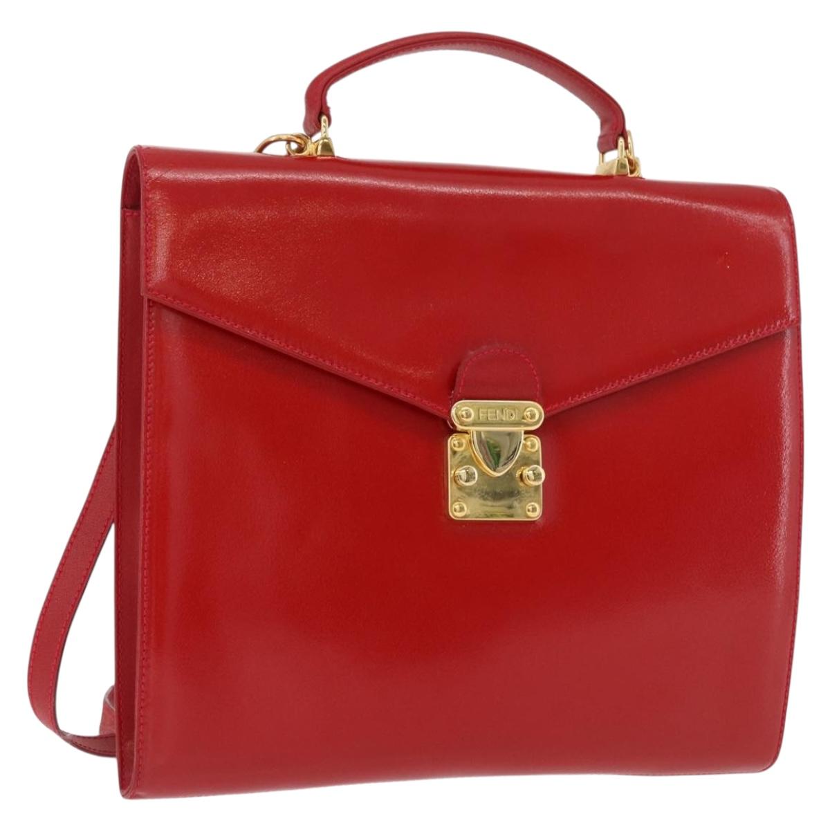 FENDI Backpack Leather 2way Red Gold Auth 181655A
