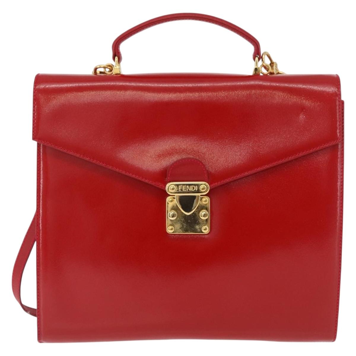 FENDI Backpack Leather 2way Red Gold Auth 181655A