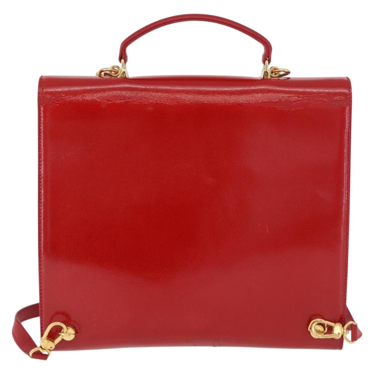 FENDI Backpack Leather 2way Red Gold Auth 181655A