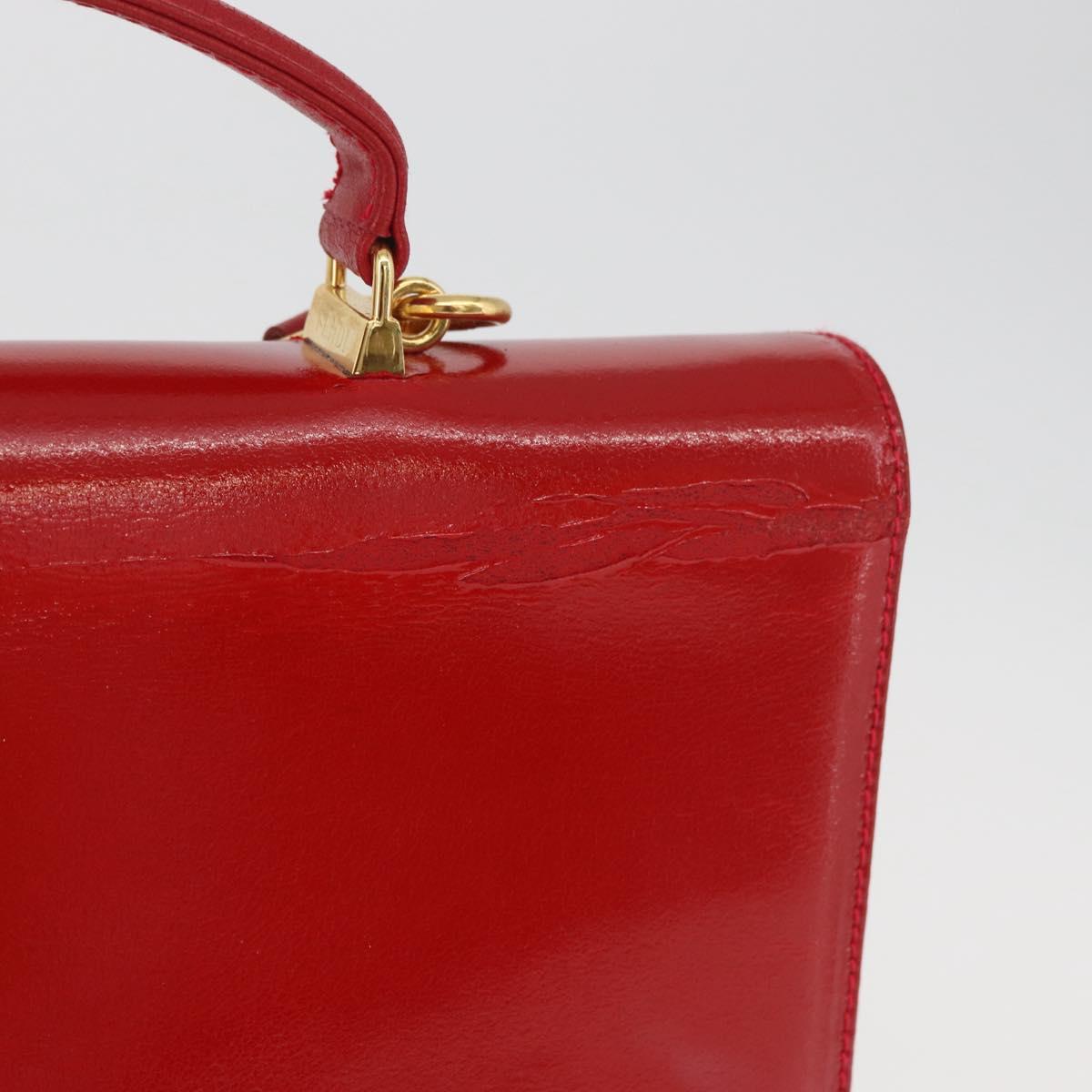 FENDI Backpack Leather 2way Red Gold Auth 181655A