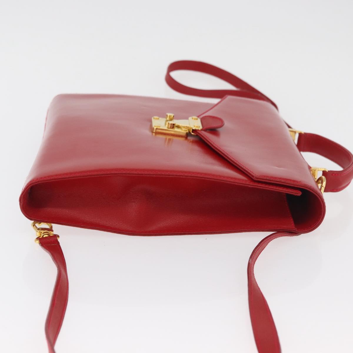 FENDI Backpack Leather 2way Red Gold Auth 181655A