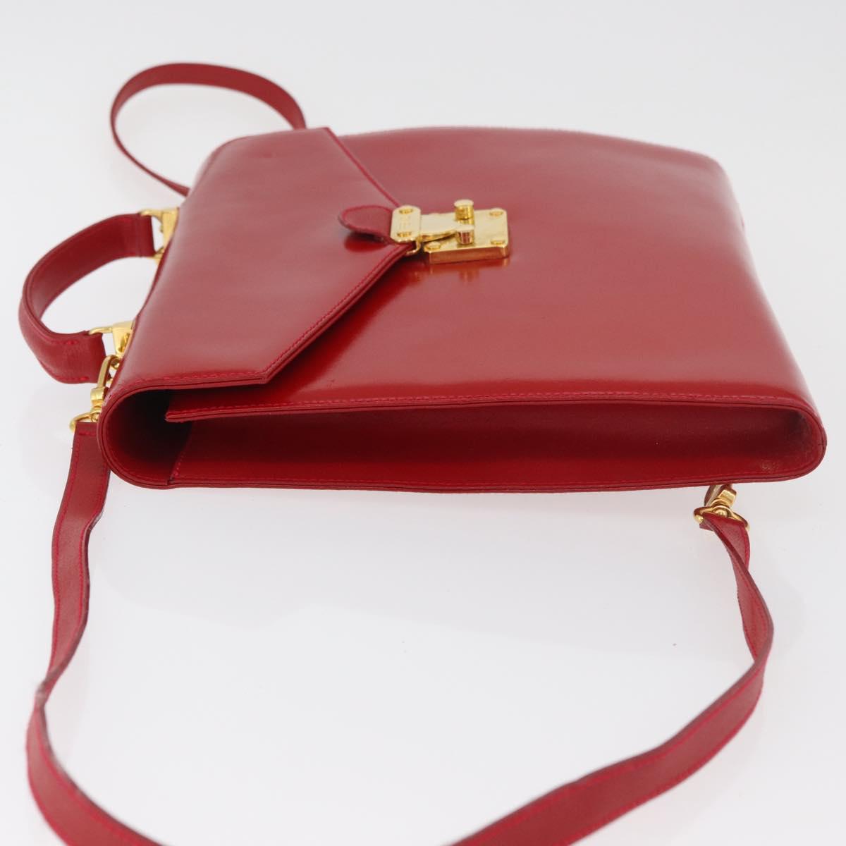 FENDI Backpack Leather 2way Red Gold Auth 181655A
