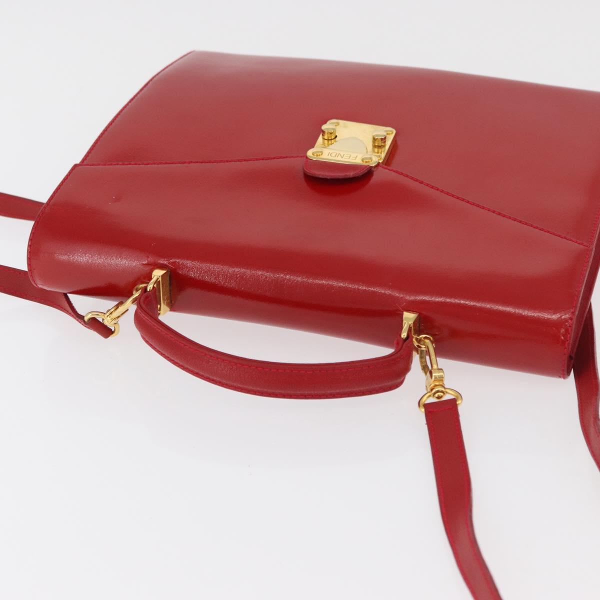 FENDI Backpack Leather 2way Red Gold Auth 181655A