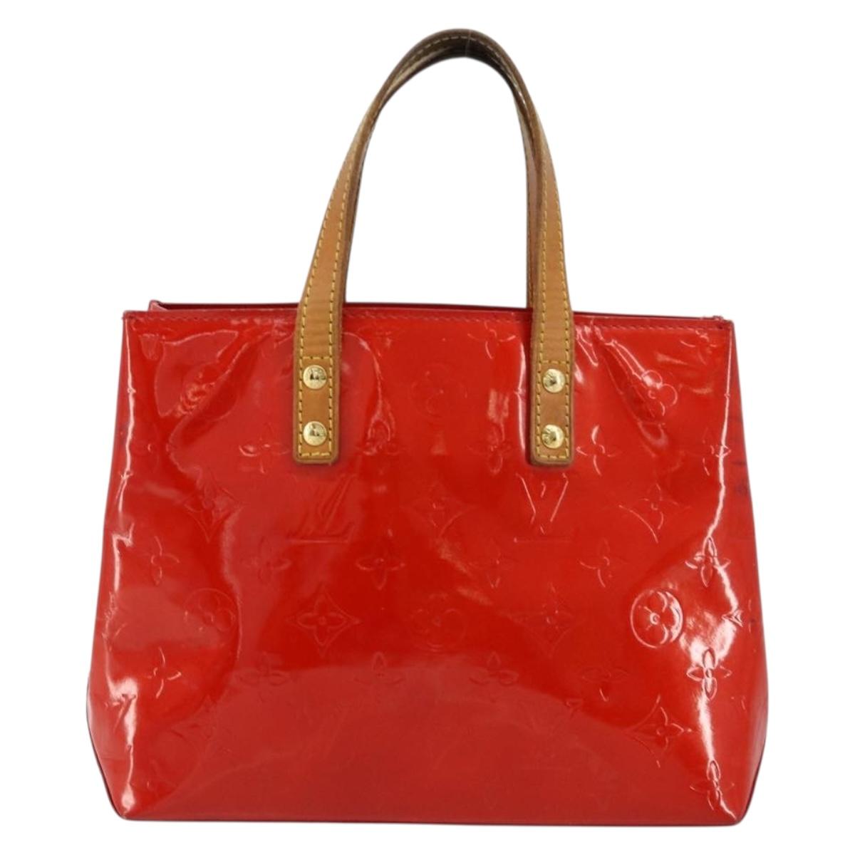 LOUIS VUITTON Monogram Vernis Reade PM Hand Bag Red Rouge M91088 LV Auth 181656