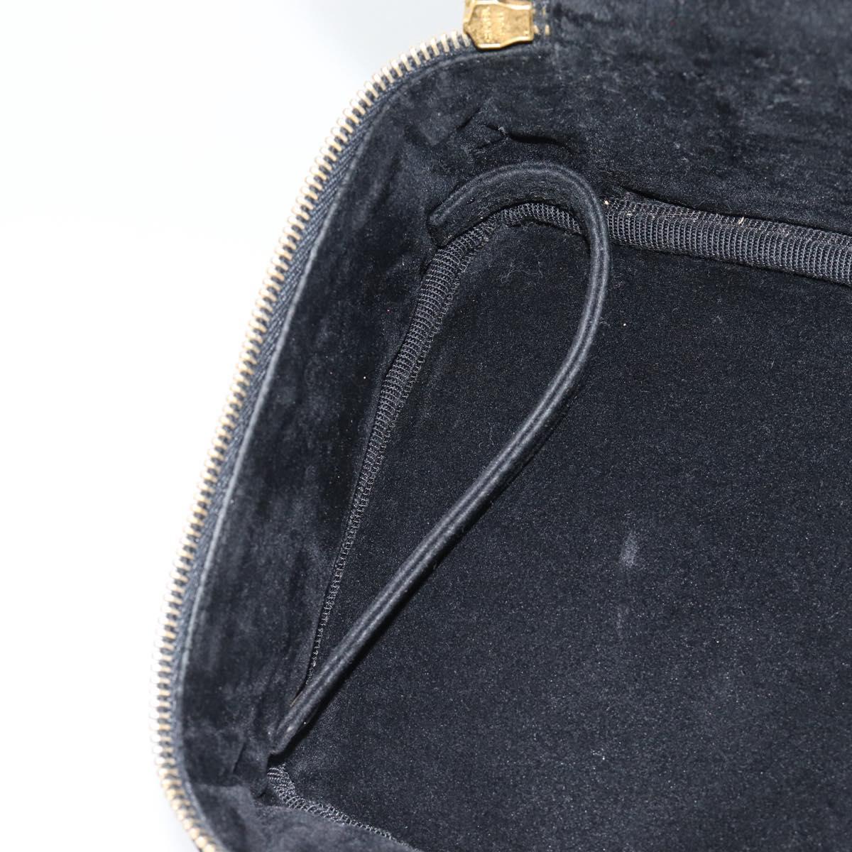 CHANEL COCO Mark Vanity Hand Bag Patent leather Black Gold CC Auth 181661