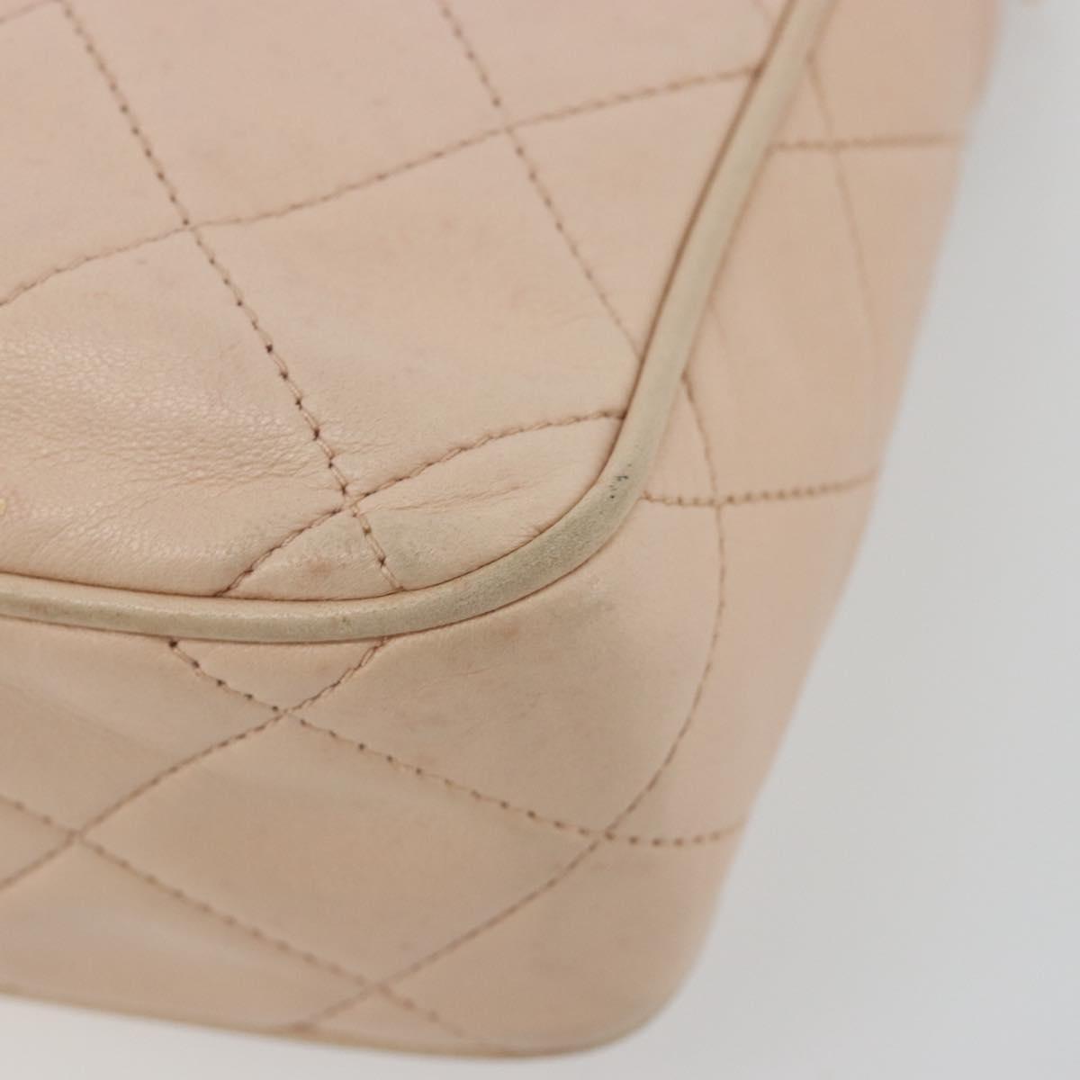 CHANEL Matelasse Chain Shoulder Bag Lamb Skin Pink Gold CC Auth 181663A