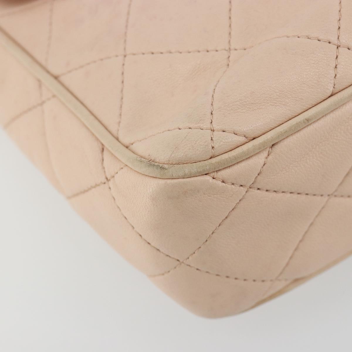 CHANEL Matelasse Chain Shoulder Bag Lamb Skin Pink Gold CC Auth 181663A