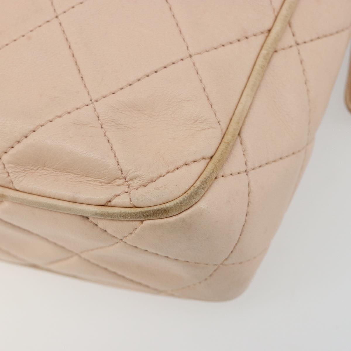 CHANEL Matelasse Chain Shoulder Bag Lamb Skin Pink Gold CC Auth 181663A