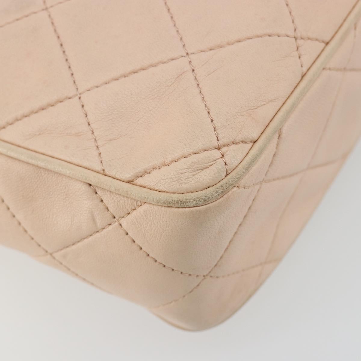 CHANEL Matelasse Chain Shoulder Bag Lamb Skin Pink Gold CC Auth 181663A