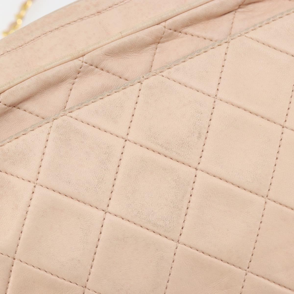 CHANEL Matelasse Chain Shoulder Bag Lamb Skin Pink Gold CC Auth 181663A