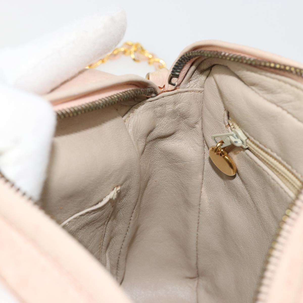 CHANEL Matelasse Chain Shoulder Bag Lamb Skin Pink Gold CC Auth 181663A