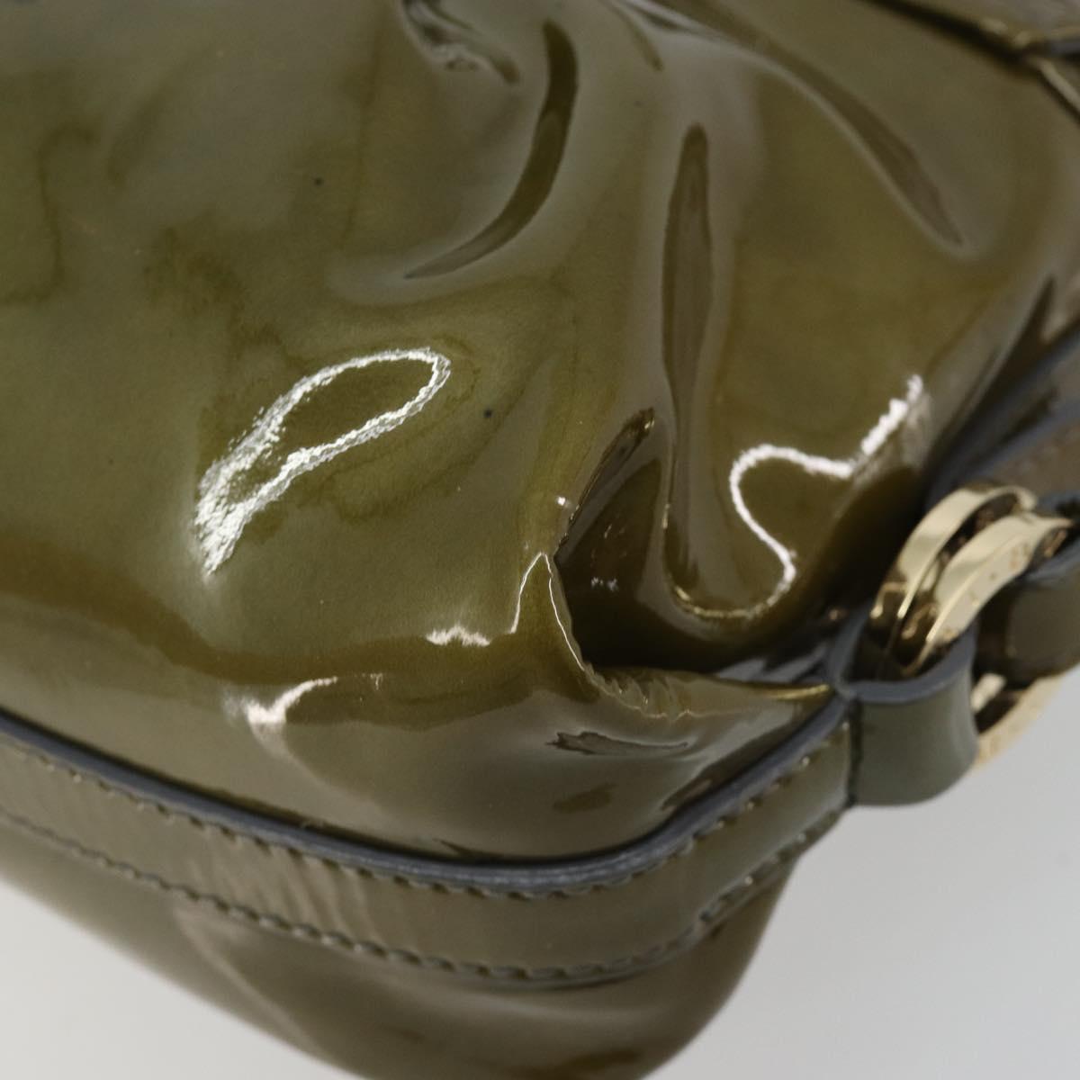 BVLGARI Shoulder Bag Patent leather Green Gold Auth 181670A