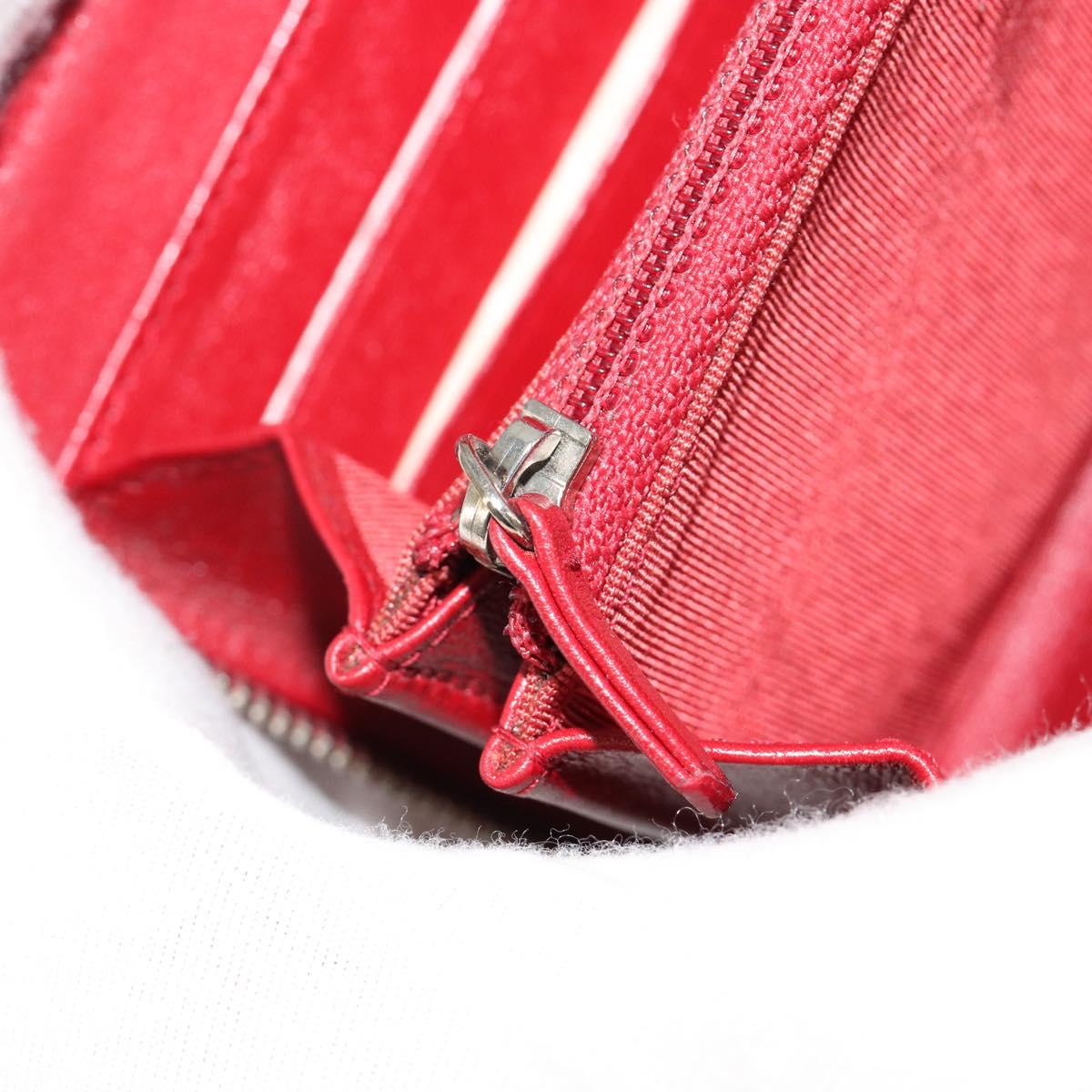 CHANEL Matelasse Long Wallet Caviar Skin Red Silver CC Auth 181674A