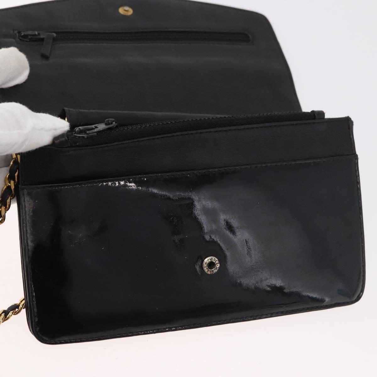 CHANEL COCO Mark Chain Shoulder Bag Patent leather Black Gold CC Auth 181676A