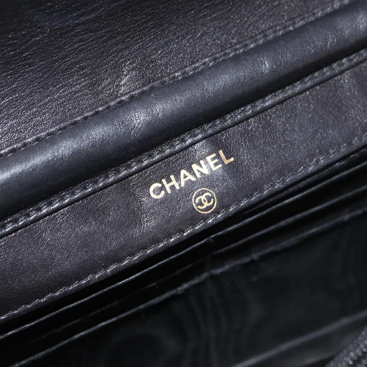 CHANEL COCO Mark Chain Shoulder Bag Patent leather Black Gold CC Auth 181676A
