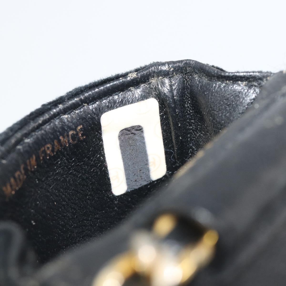 CHANEL Mini Matelasse Neck Pouch Velor Black Gold CC Auth 181680