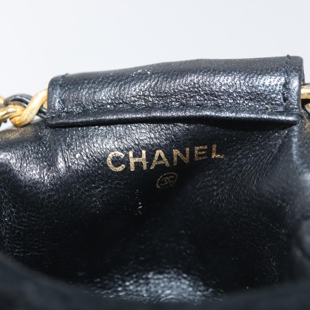 CHANEL Mini Matelasse Neck Pouch Velor Black Gold CC Auth 181680A