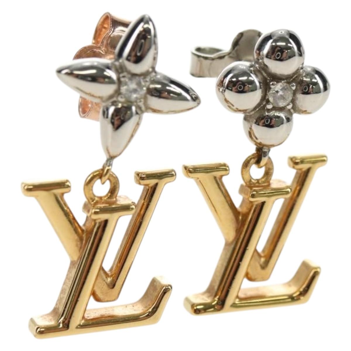 LOUIS VUITTON Pierce LV Iconic Flower Earring Gold Tone M01287 LV Auth 181684M