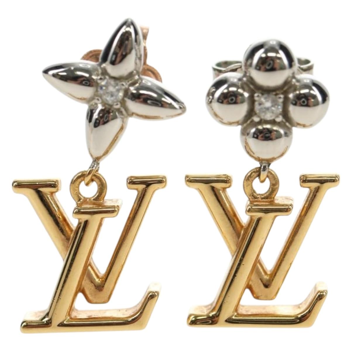 LOUIS VUITTON Pierce LV Iconic Flower Earring Gold Tone M01287 LV Auth 181684M