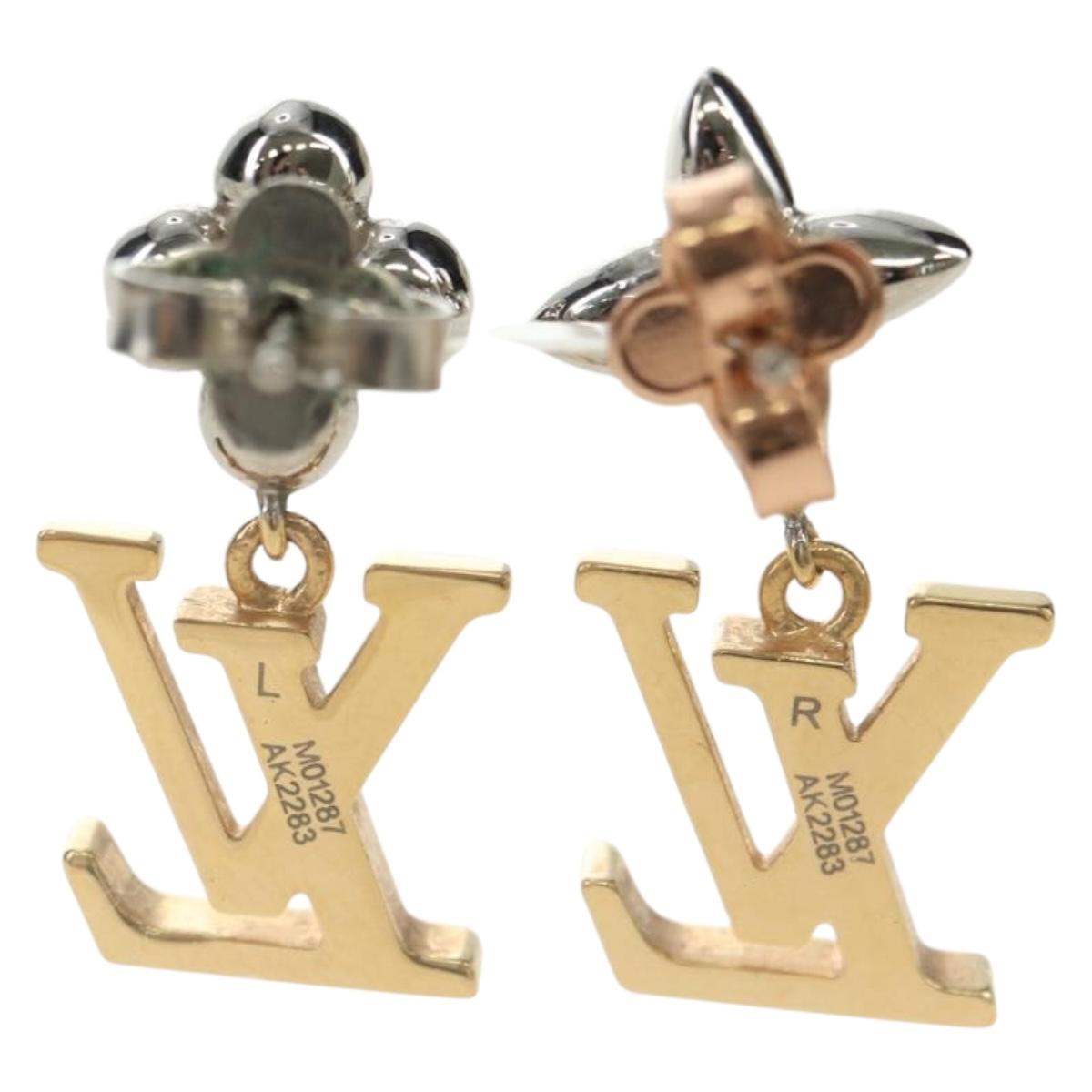 LOUIS VUITTON Pierce LV Iconic Flower Earring Gold Tone M01287 LV Auth 181684M