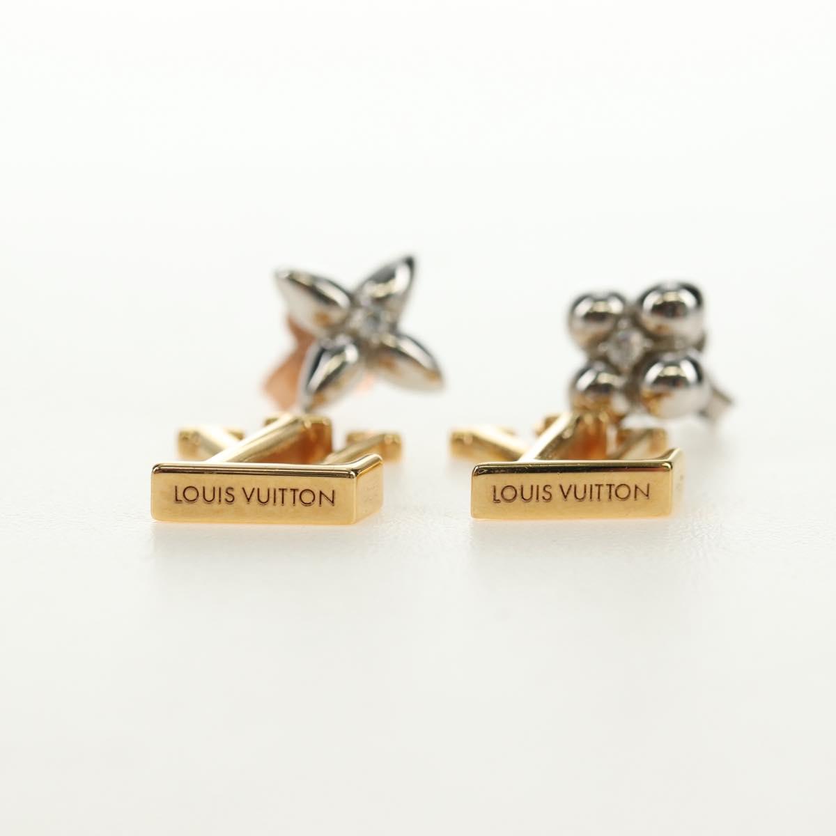 LOUIS VUITTON Pierce LV Iconic Flower Earring Gold Tone M01287 LV Auth 181684M