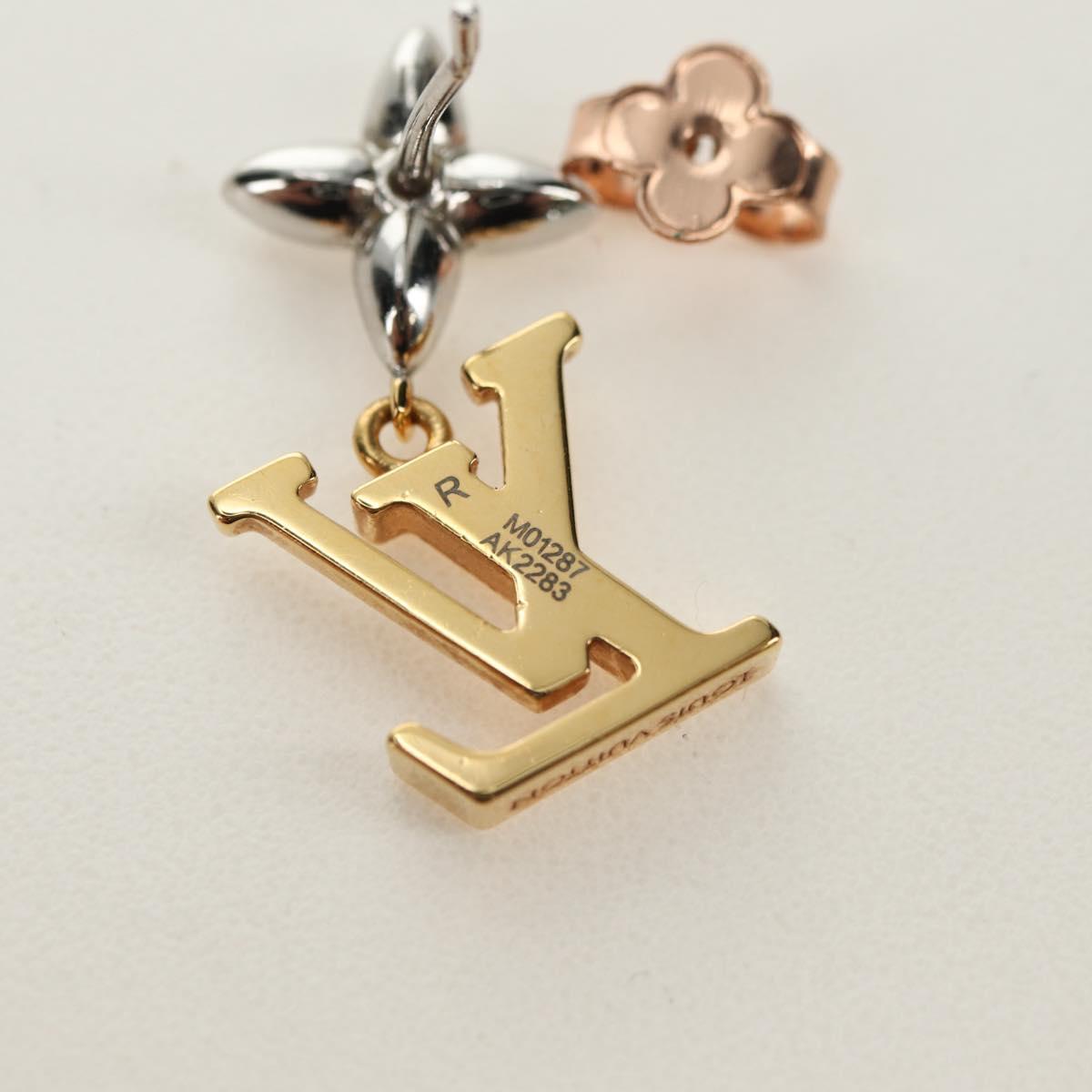 LOUIS VUITTON Pierce LV Iconic Flower Earring Gold Tone M01287 LV Auth 181684M