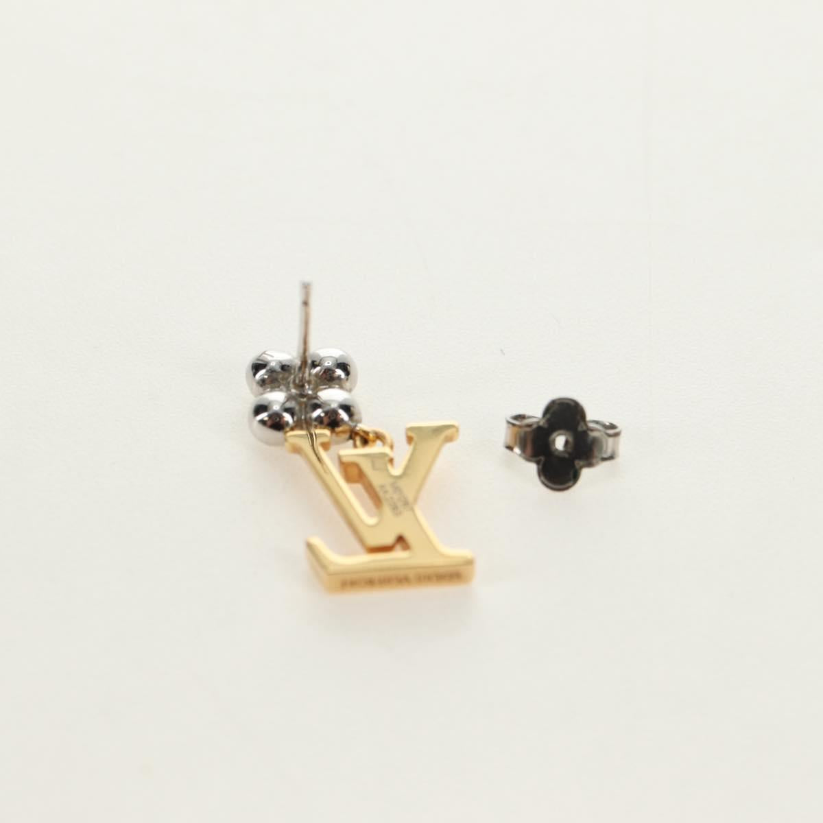 LOUIS VUITTON Pierce LV Iconic Flower Earring Gold Tone M01287 LV Auth 181684M
