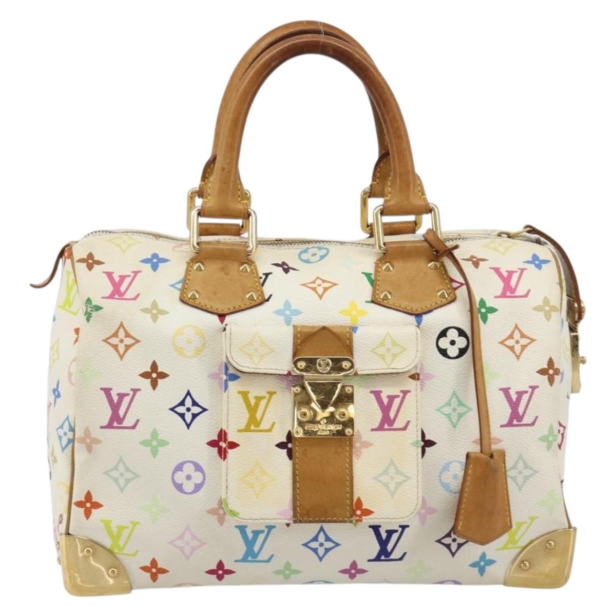 LOUIS VUITTON Monogram Multicolor Speedy 30 Bag White Bron M92643 LV Auth 181700