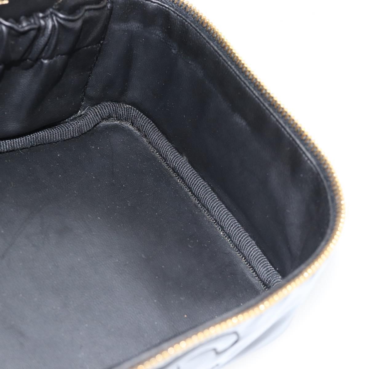 CHANEL COCO Mark Vanity Hand Bag Patent Leather Black Gold CC Auth 181704