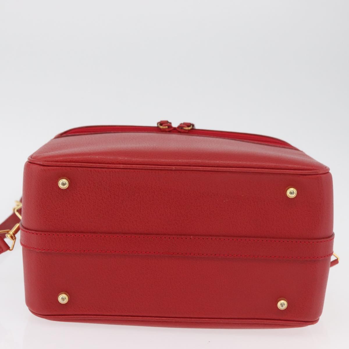 GUCCI Bamboo Vanity Hand Bag Leather 2way Red Gold 013 122 2491 Auth 181707A
