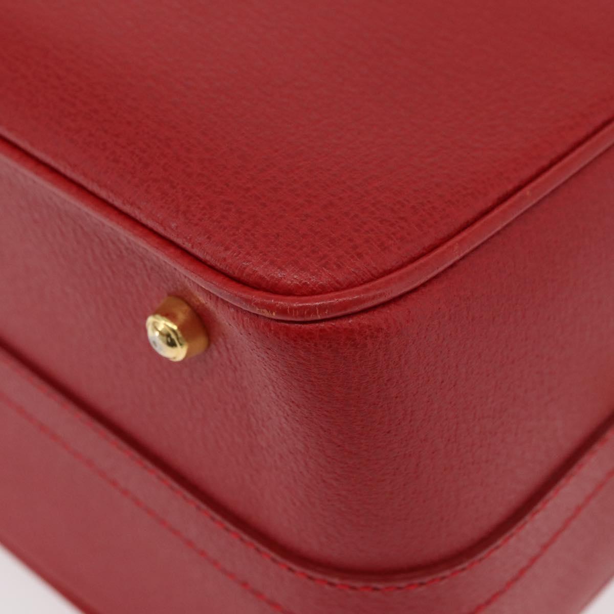 GUCCI Bamboo Vanity Hand Bag Leather 2way Red Gold 013 122 2491 Auth 181707A