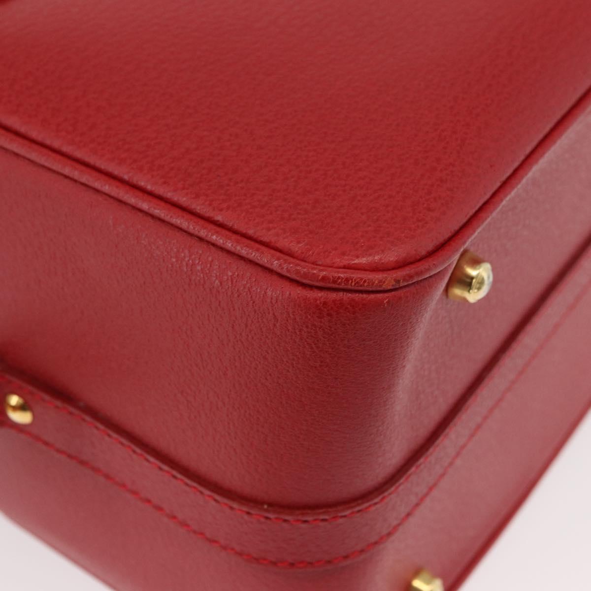 GUCCI Bamboo Vanity Hand Bag Leather 2way Red Gold 013 122 2491 Auth 181707A