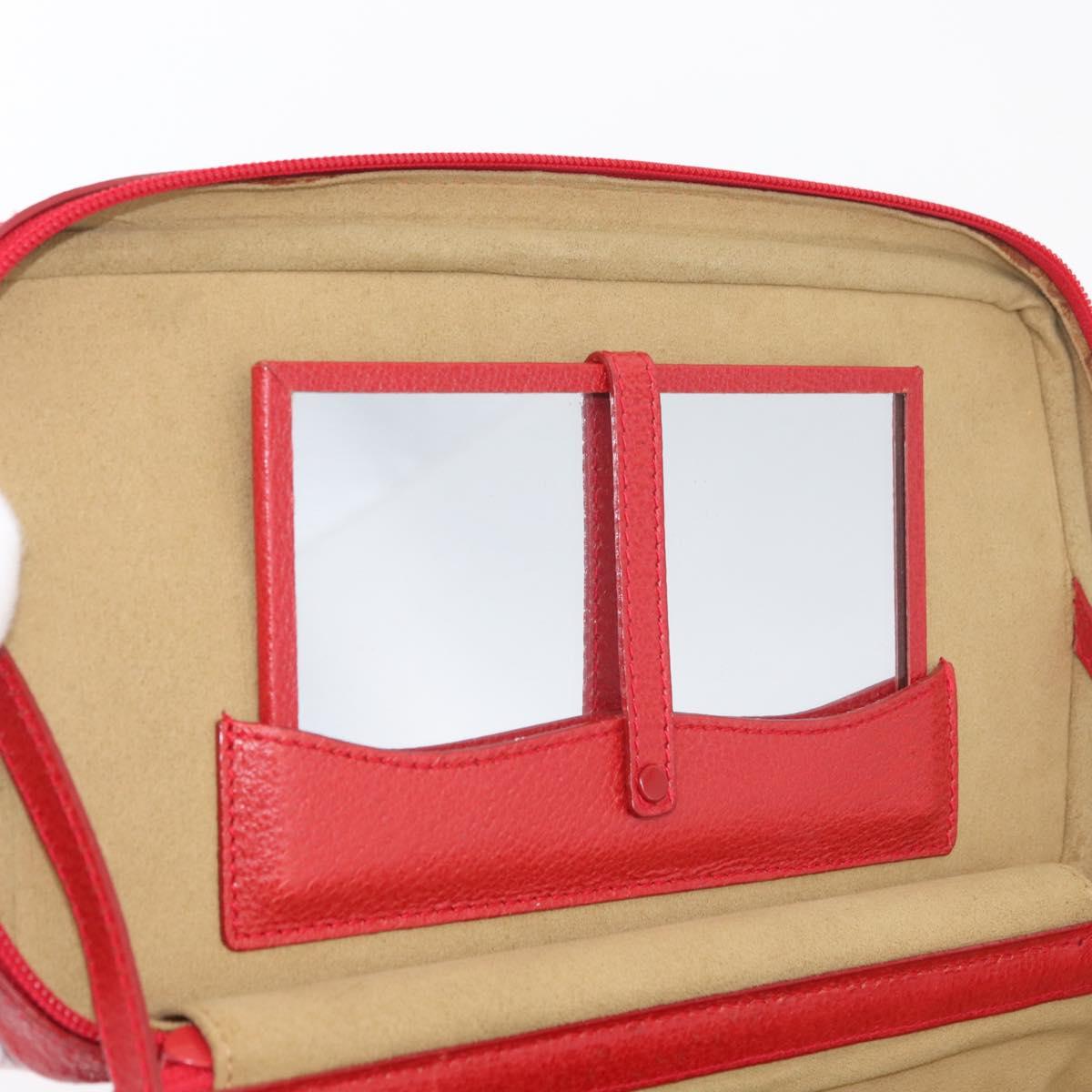 GUCCI Bamboo Vanity Hand Bag Leather 2way Red Gold 013 122 2491 Auth 181707A