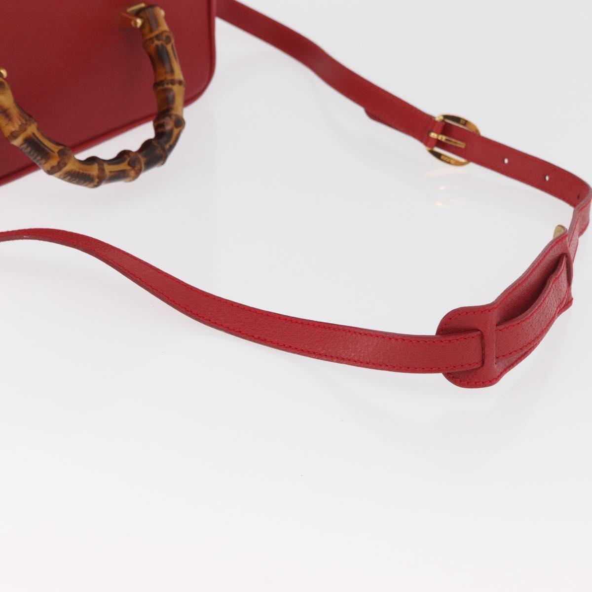 GUCCI Bamboo Vanity Hand Bag Leather 2way Red Gold 013 122 2491 Auth 181707A
