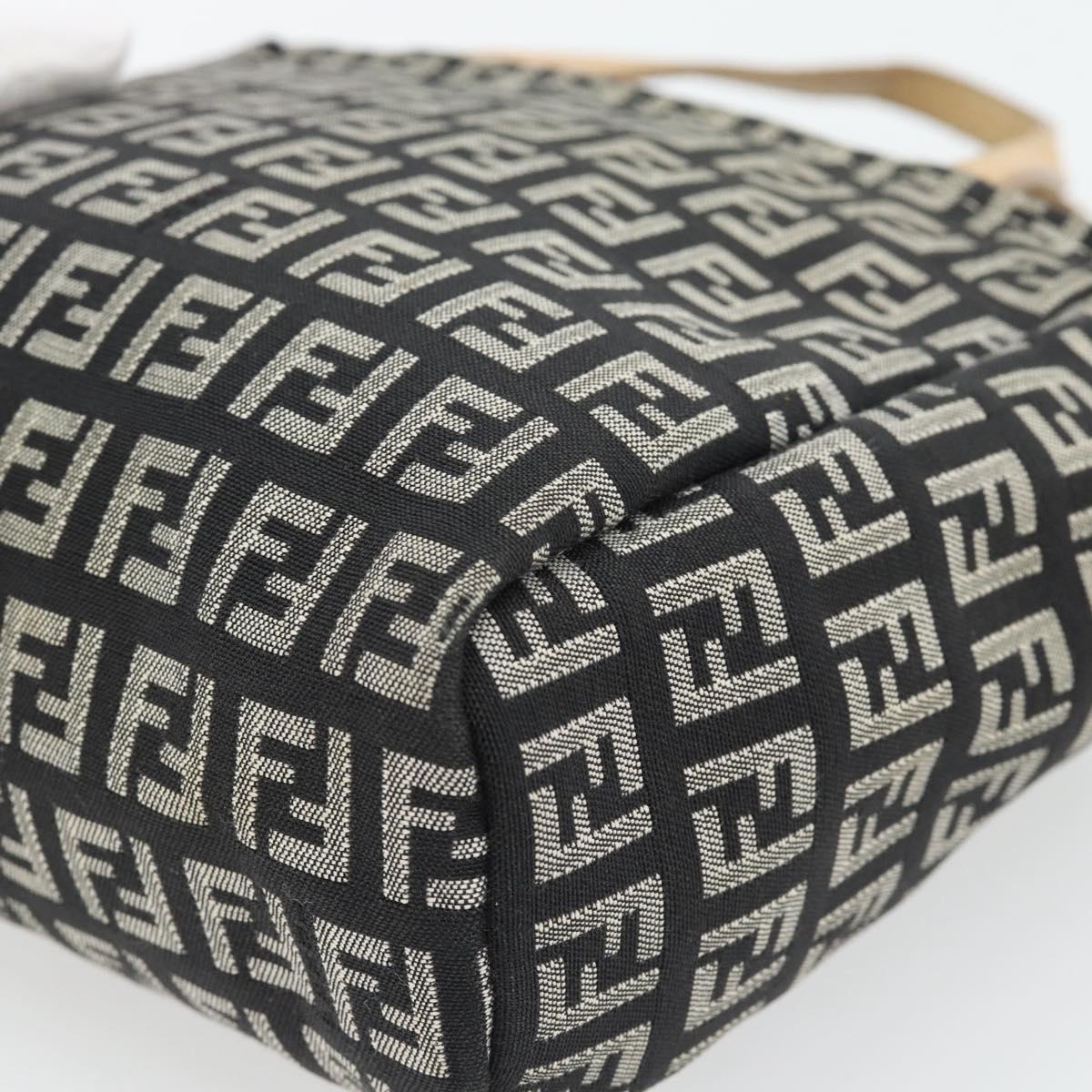 FENDI Zucchino Canvas Hand Bag Black Gold Auth 181708