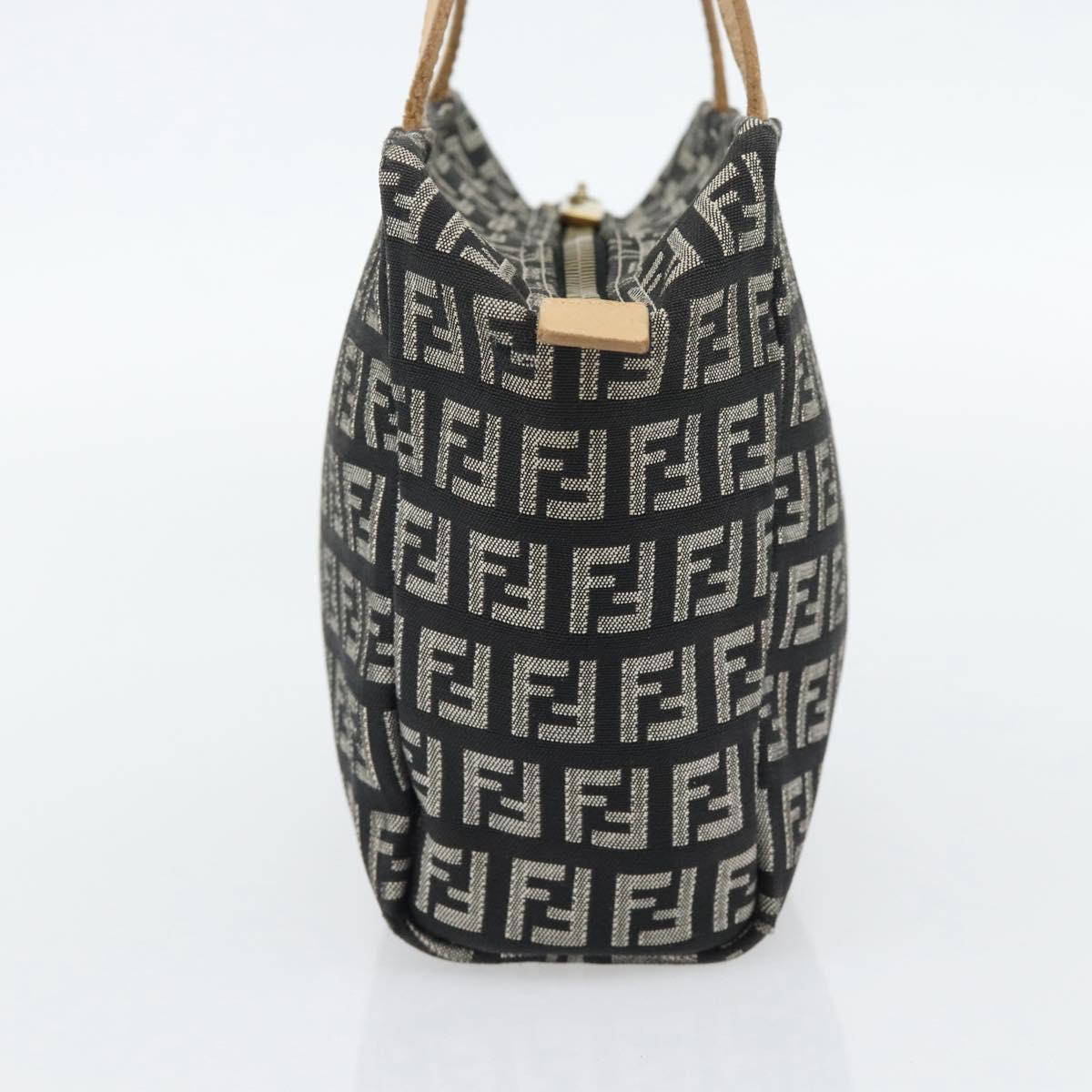 FENDI Zucchino Canvas Hand Bag Black Gold Auth 181708