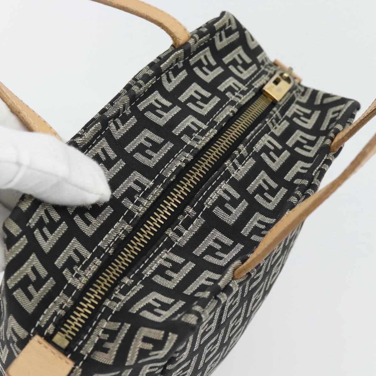 FENDI Zucchino Canvas Hand Bag Black Gold Auth 181708