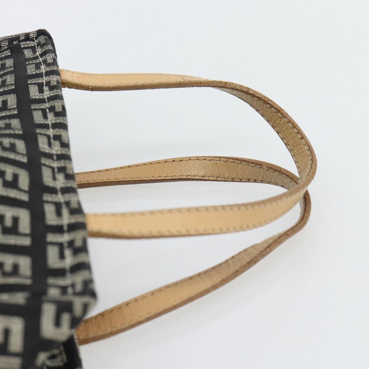 FENDI Zucchino Canvas Hand Bag Black Gold Auth 181708