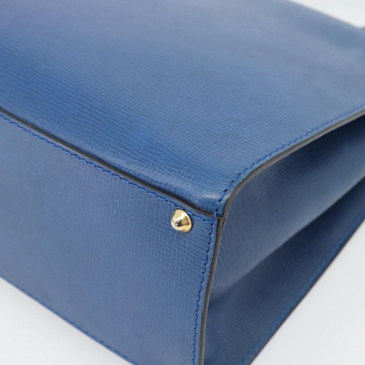 CELINE Circle Hand Bag Leather Blue Gold Auth 181709A