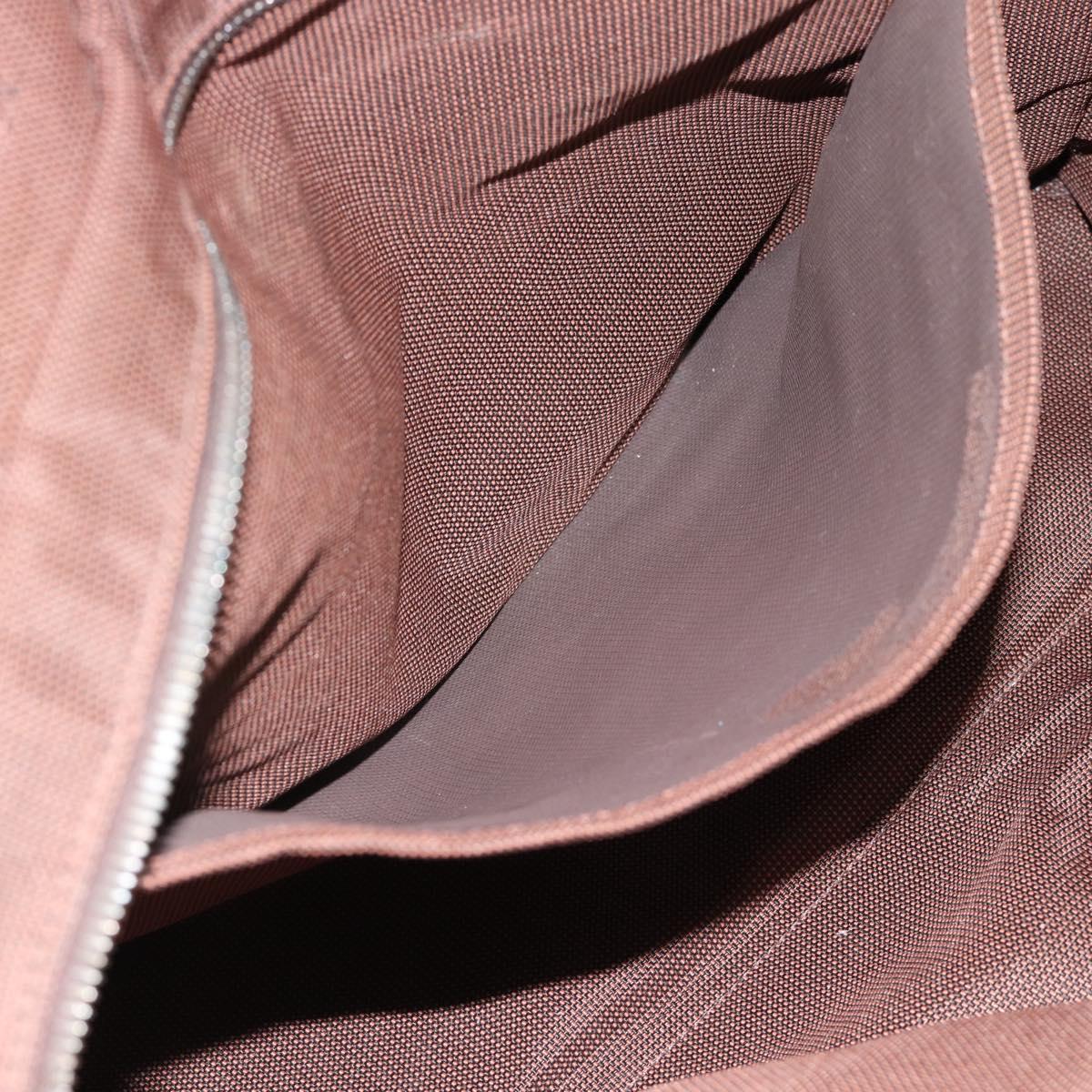 HERMES Fourre Tout MM Hand Bag Canvas Brown Silver Auth 181710