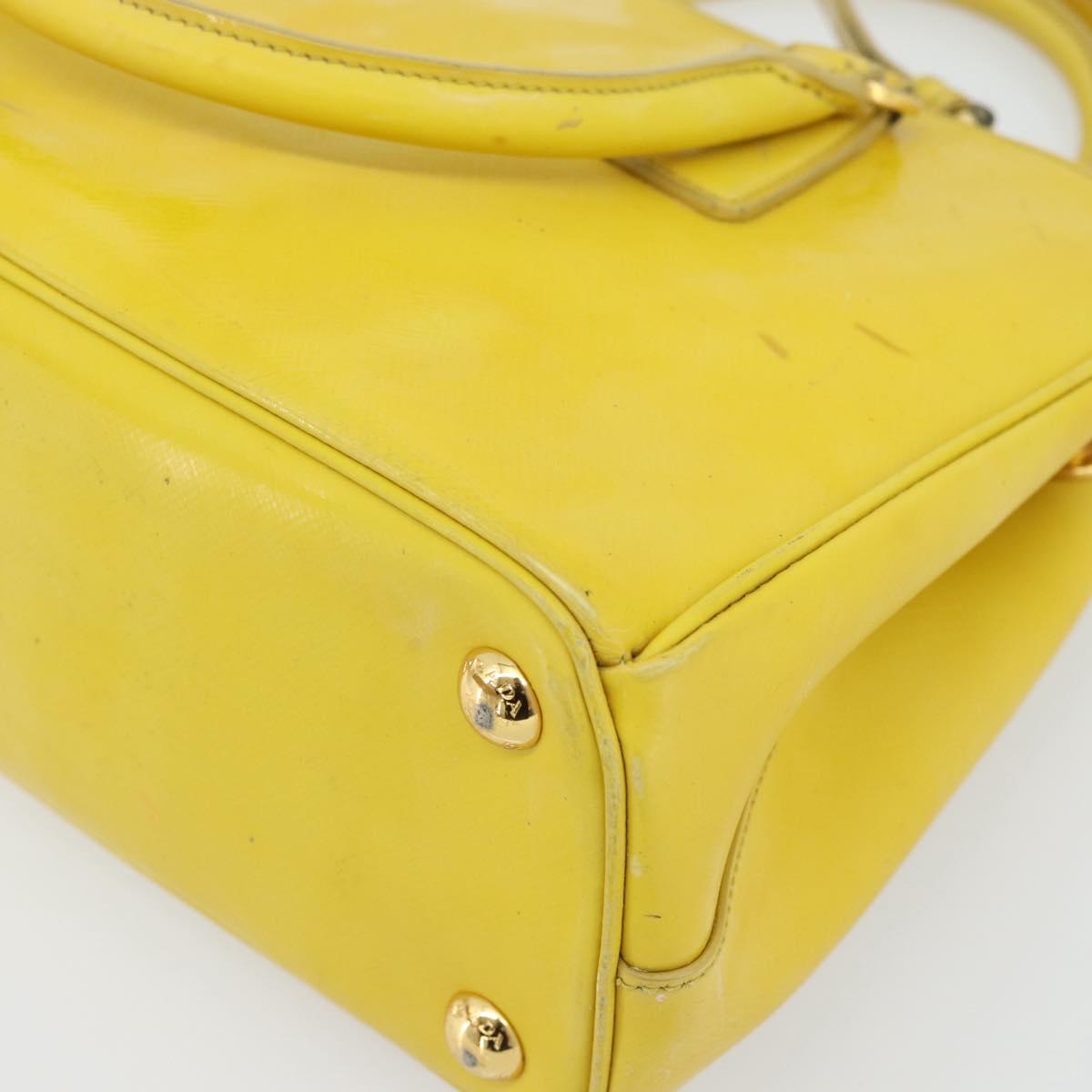 PRADA Galleria Hand Bag Patent Leather 2way Yellow Gold Auth 181712