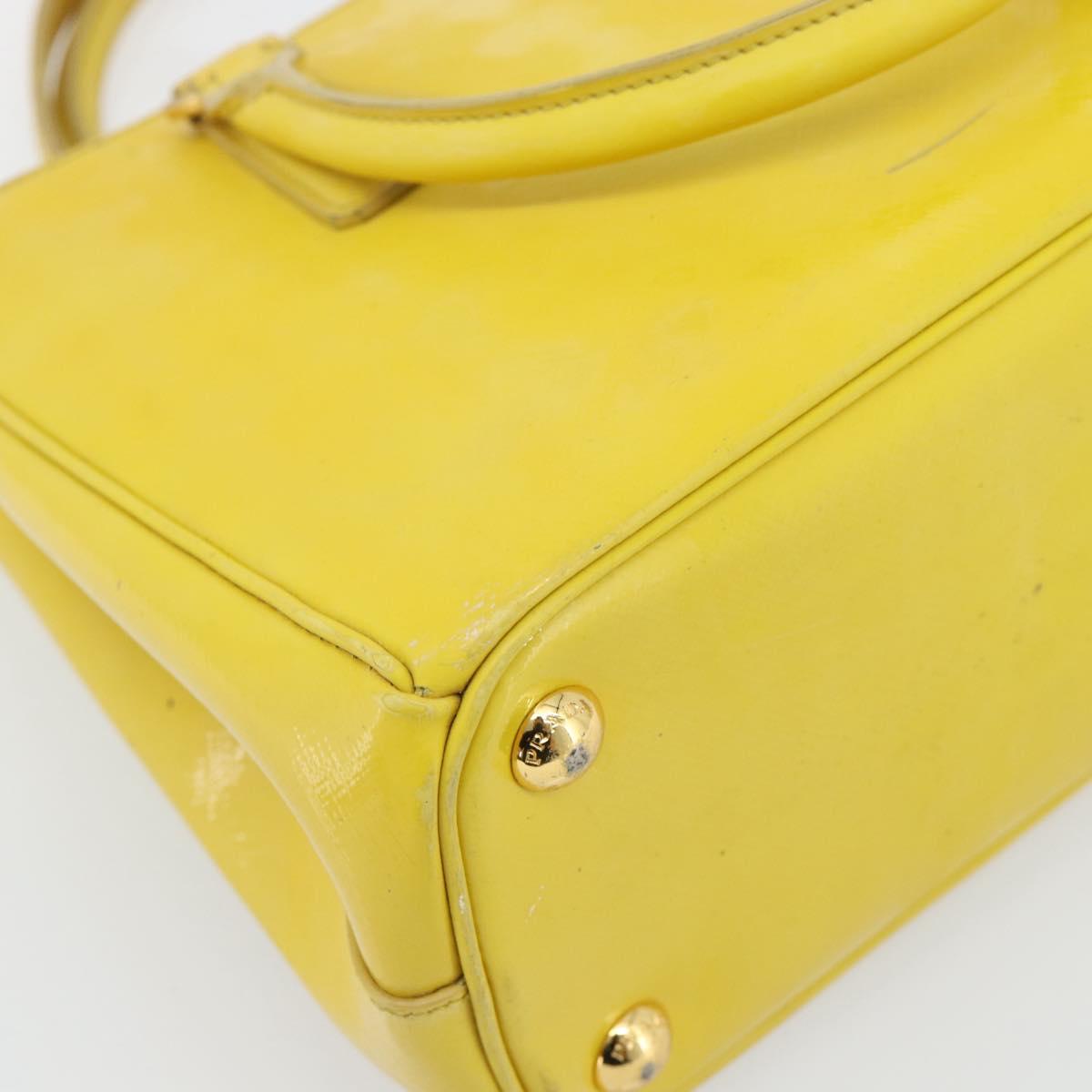 PRADA Galleria Hand Bag Patent Leather 2way Yellow Gold Auth 181712
